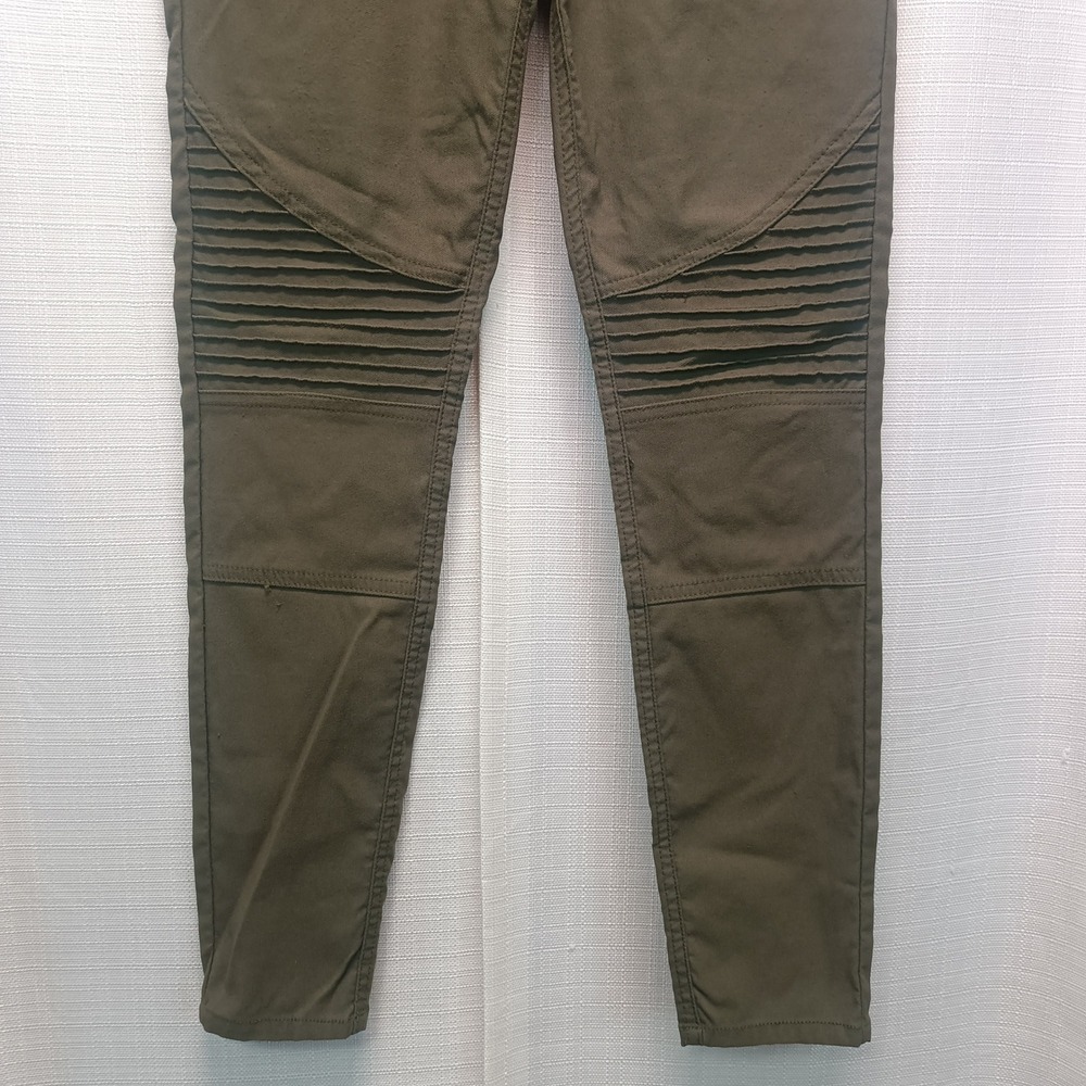 Prana Brenna Moto Skinny Pants Olive Green Womens 6 Stretch Grunge Punk Biker - Picture 2 of 7